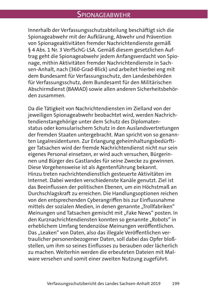 Seite 201 des Verfassungsschutzbericht 2019 Sachsen-Anhalt