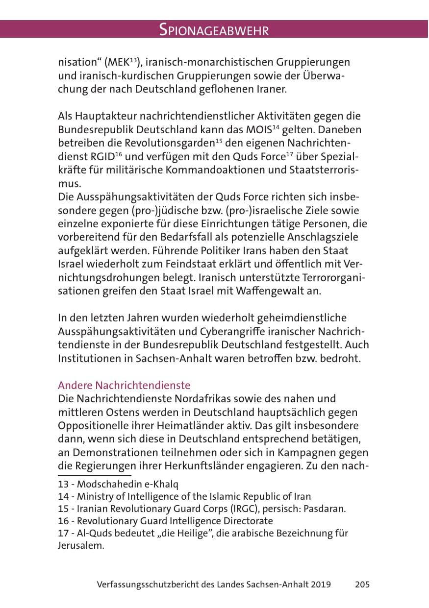 Seite 207 des Verfassungsschutzbericht 2019 Sachsen-Anhalt