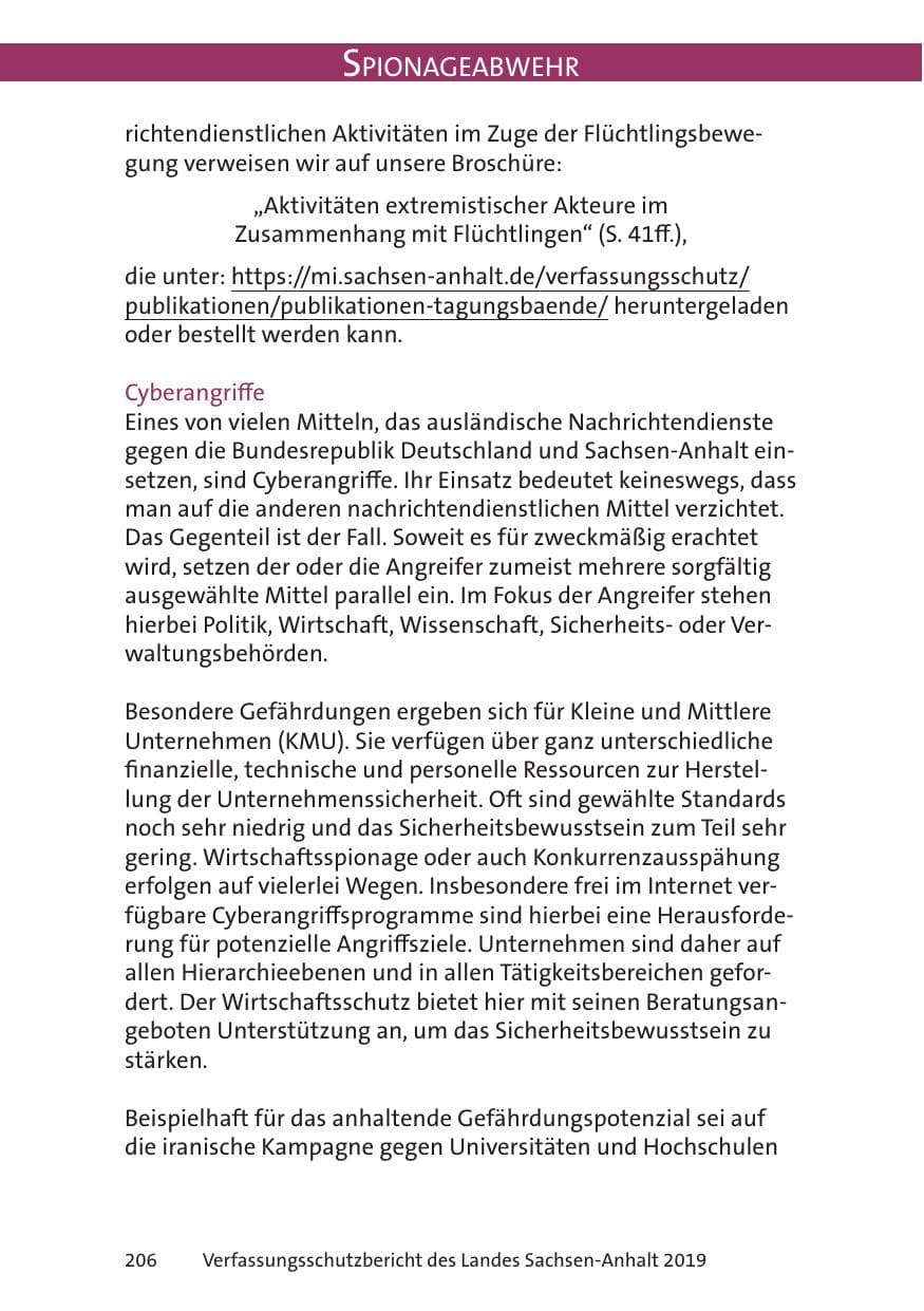 Seite 208 des Verfassungsschutzbericht 2019 Sachsen-Anhalt