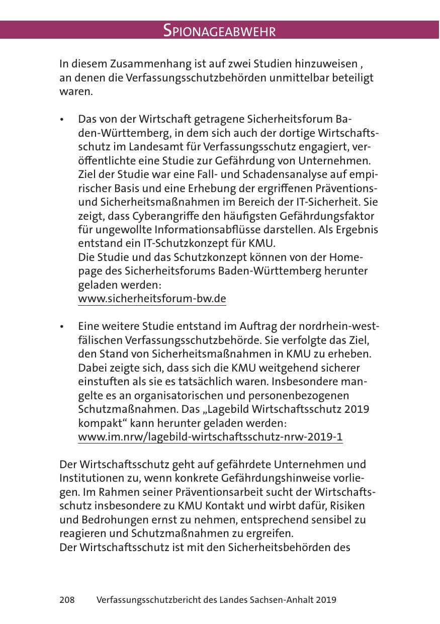 Seite 210 des Verfassungsschutzbericht 2019 Sachsen-Anhalt