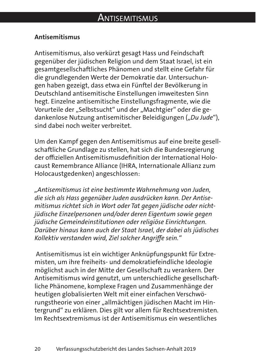 Seite 22 des Verfassungsschutzbericht 2019 Sachsen-Anhalt