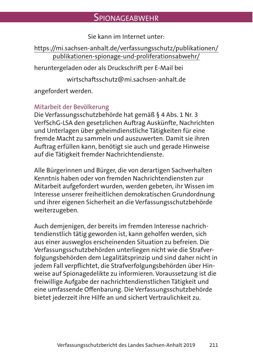 Seite 213 des Verfassungsschutzbericht 2019 Sachsen-Anhalt
