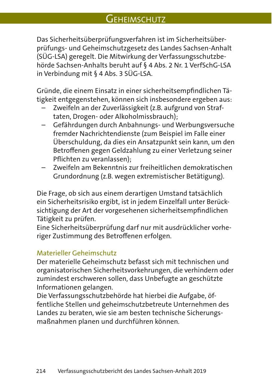 Seite 216 des Verfassungsschutzbericht 2019 Sachsen-Anhalt