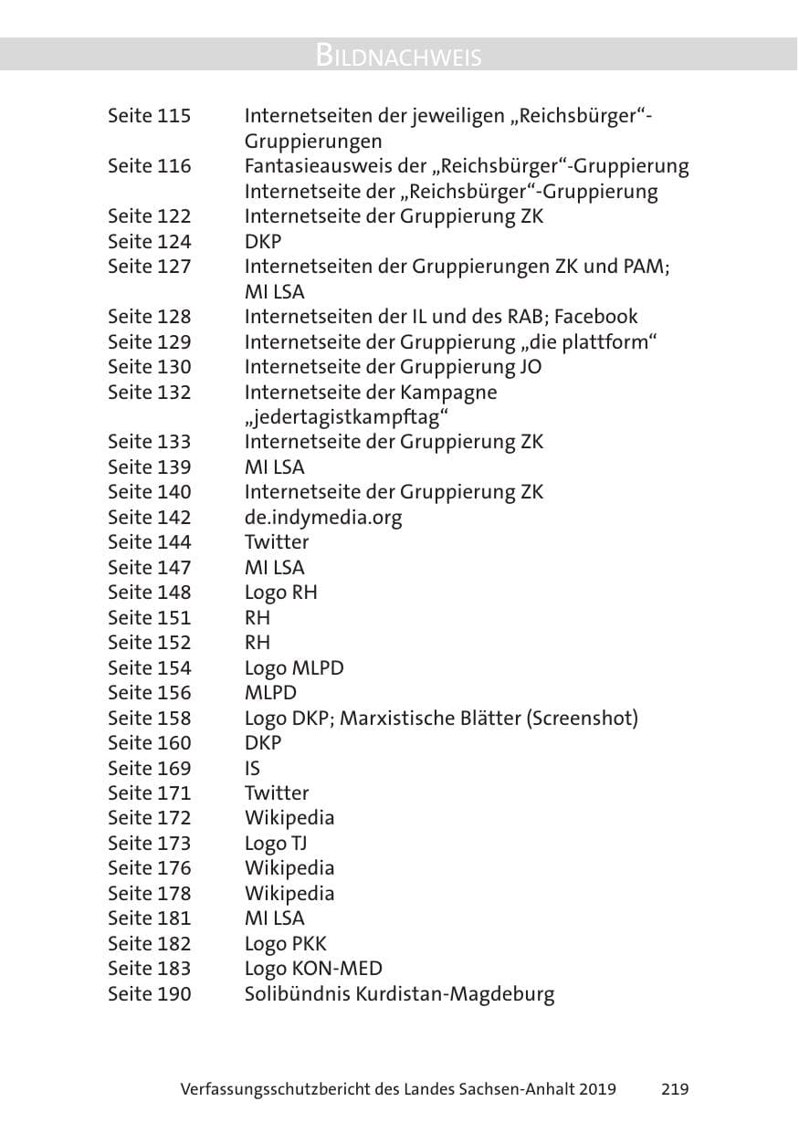Seite 221 des Verfassungsschutzbericht 2019 Sachsen-Anhalt
