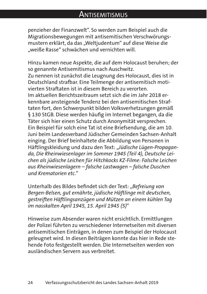 Seite 26 des Verfassungsschutzbericht 2019 Sachsen-Anhalt