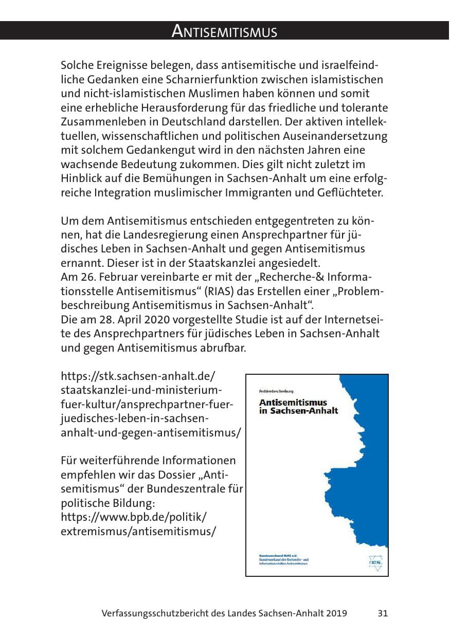 Seite 33 des Verfassungsschutzbericht 2019 Sachsen-Anhalt