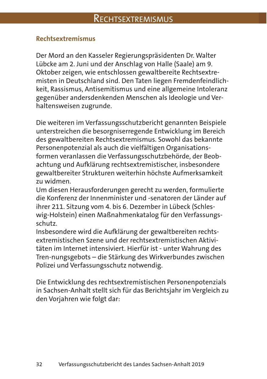 Seite 34 des Verfassungsschutzbericht 2019 Sachsen-Anhalt
