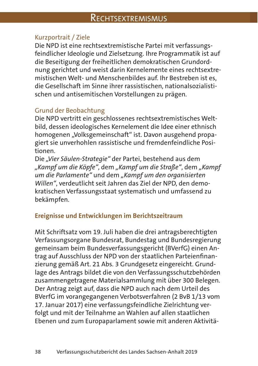 Seite 40 des Verfassungsschutzbericht 2019 Sachsen-Anhalt