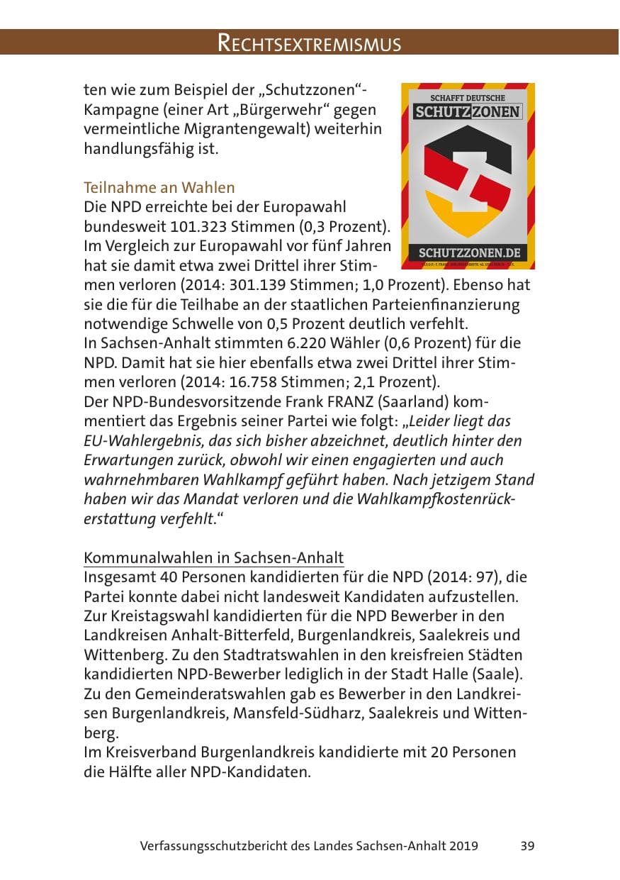 Seite 41 des Verfassungsschutzbericht 2019 Sachsen-Anhalt