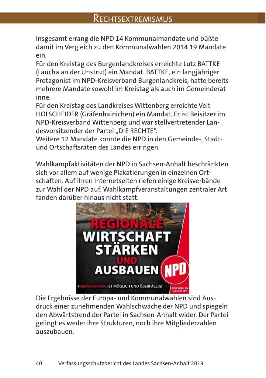 Seite 42 des Verfassungsschutzbericht 2019 Sachsen-Anhalt