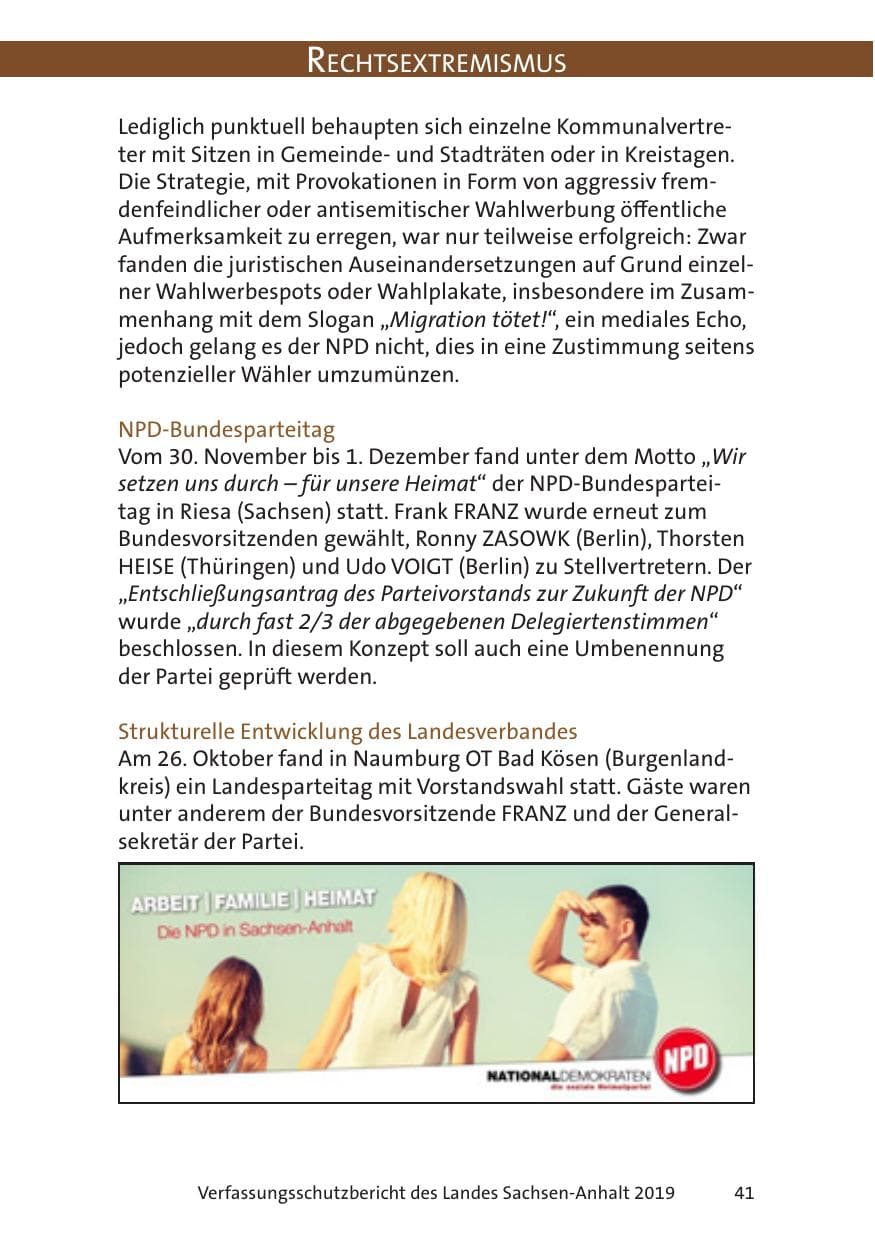 Seite 43 des Verfassungsschutzbericht 2019 Sachsen-Anhalt