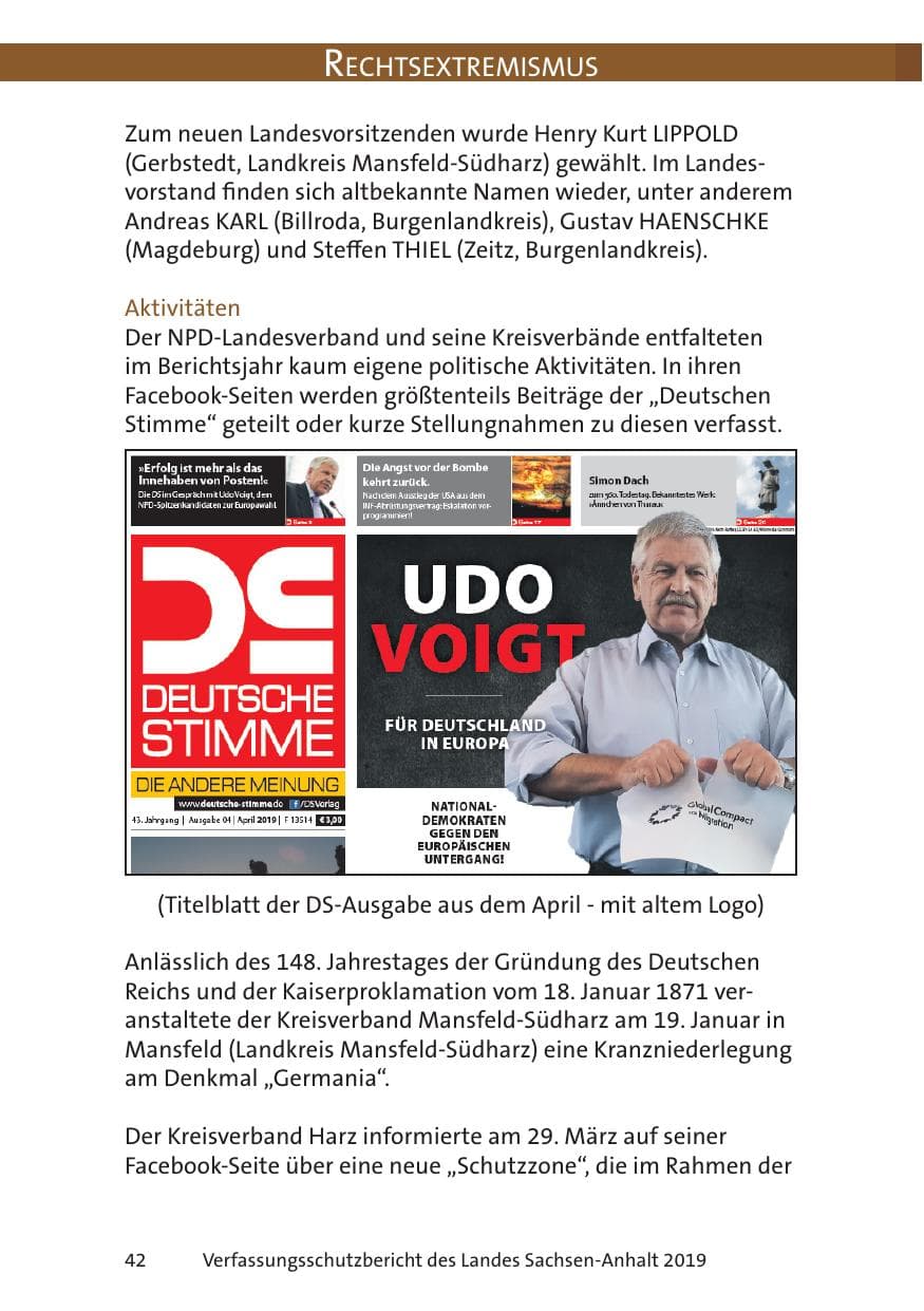 Seite 44 des Verfassungsschutzbericht 2019 Sachsen-Anhalt