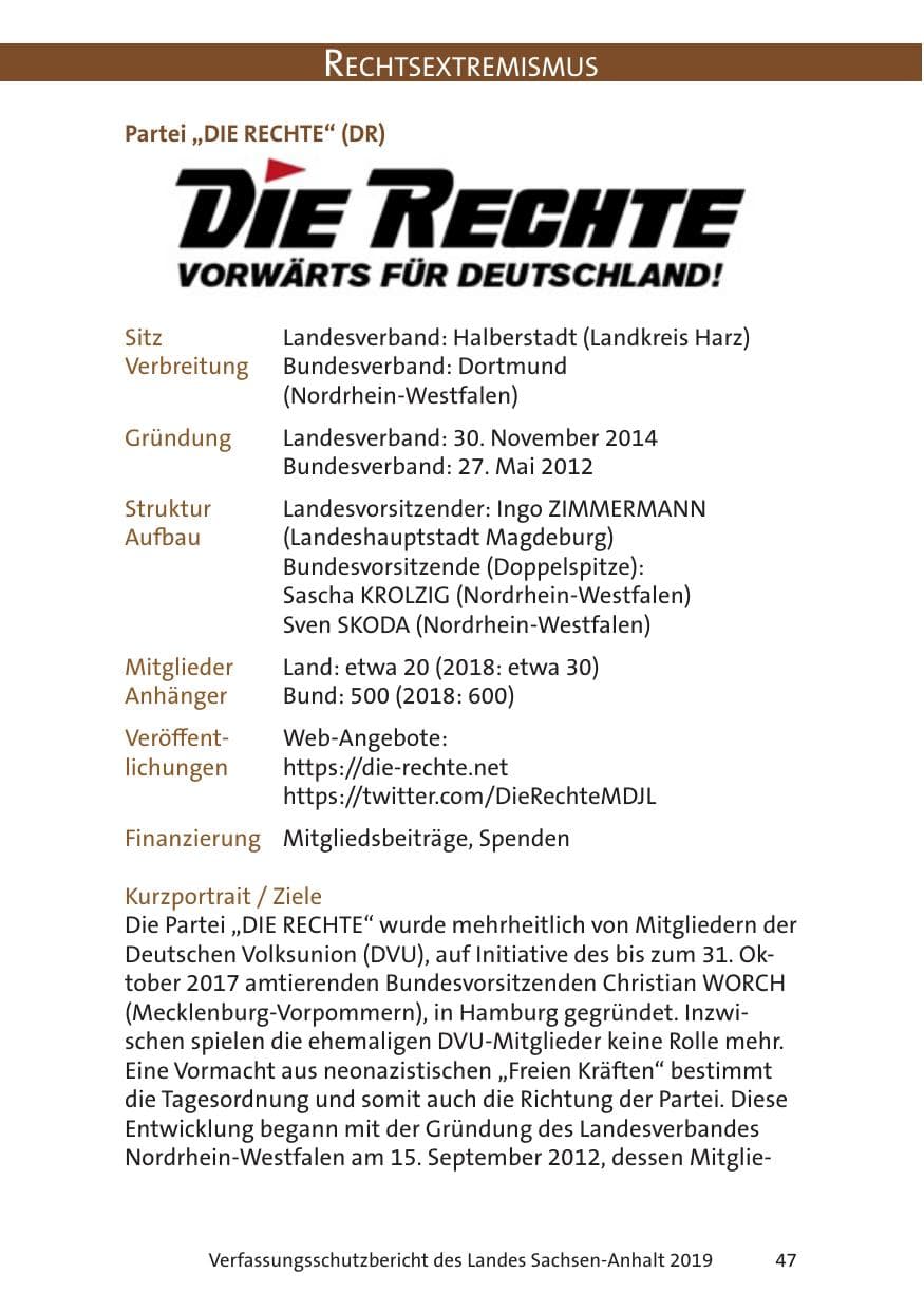 Seite 49 des Verfassungsschutzbericht 2019 Sachsen-Anhalt