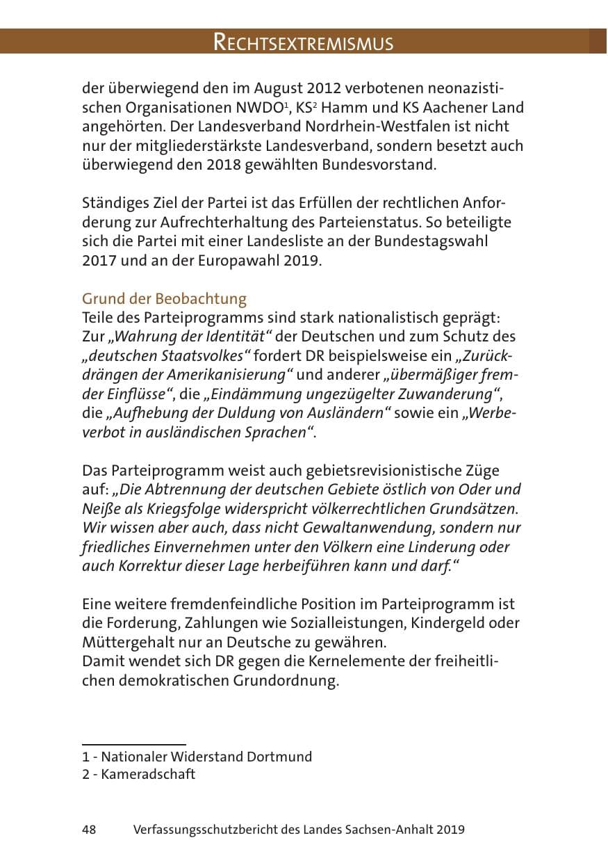 Seite 50 des Verfassungsschutzbericht 2019 Sachsen-Anhalt