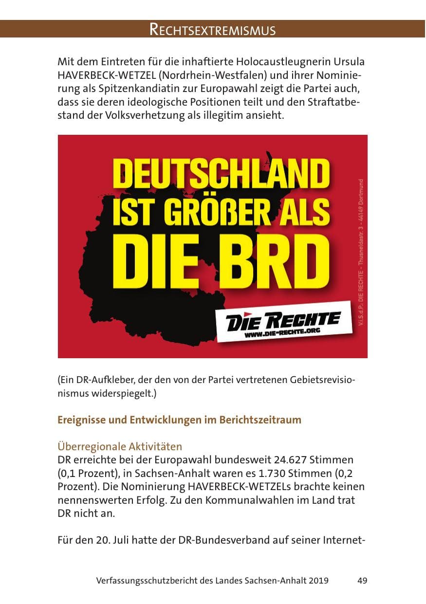 Seite 51 des Verfassungsschutzbericht 2019 Sachsen-Anhalt