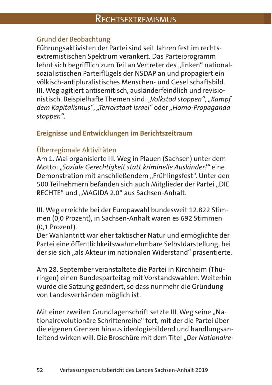 Seite 54 des Verfassungsschutzbericht 2019 Sachsen-Anhalt
