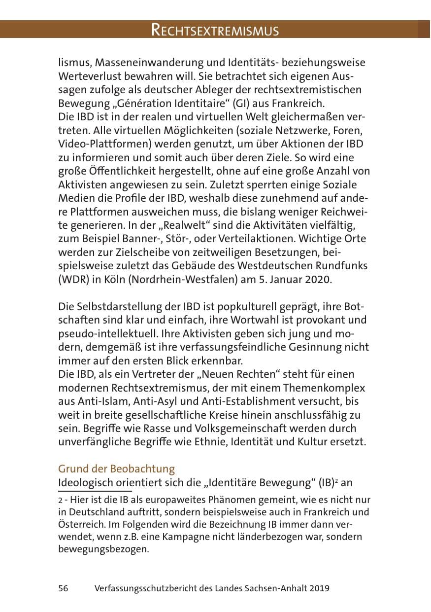 Seite 58 des Verfassungsschutzbericht 2019 Sachsen-Anhalt