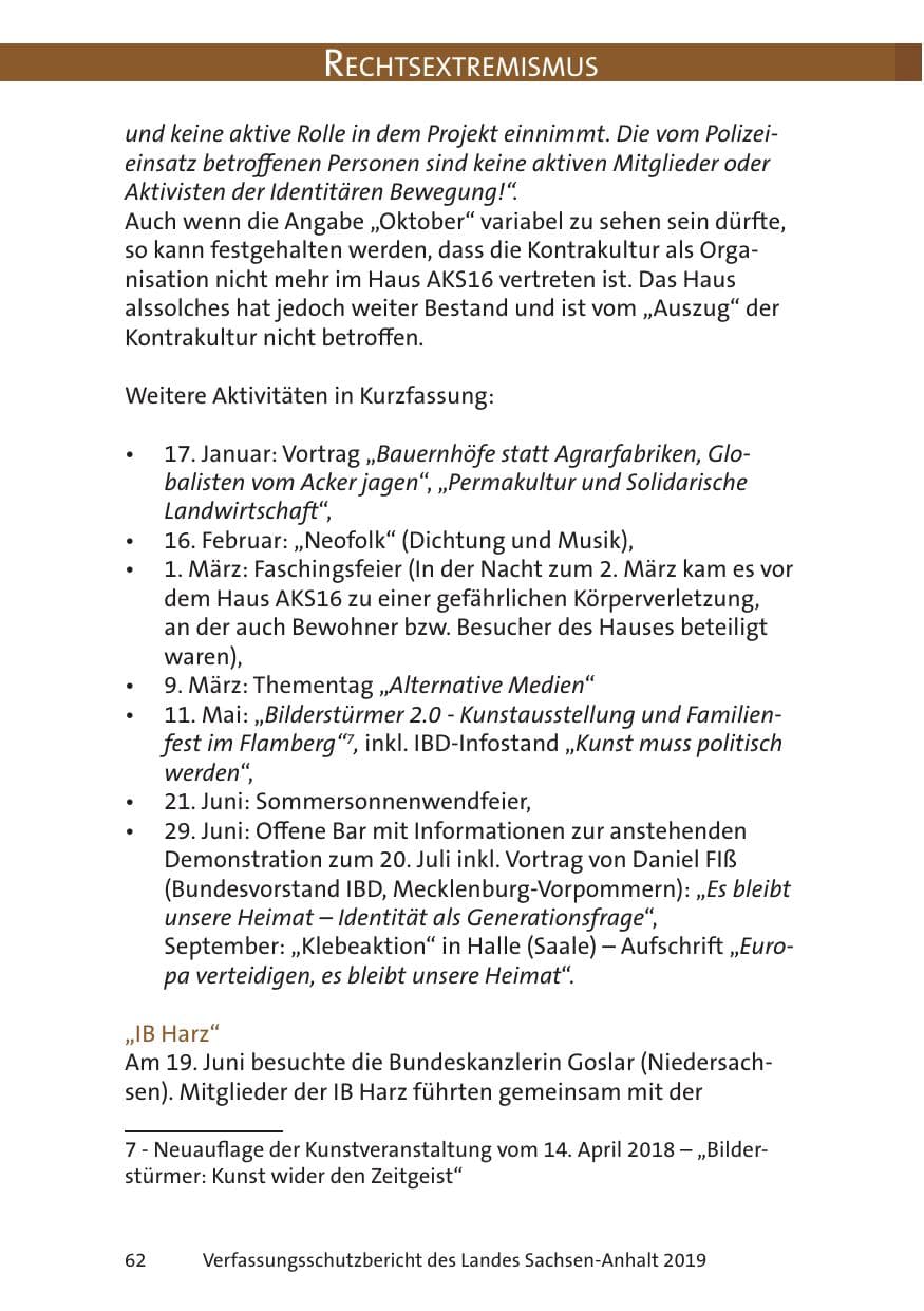 Seite 64 des Verfassungsschutzbericht 2019 Sachsen-Anhalt