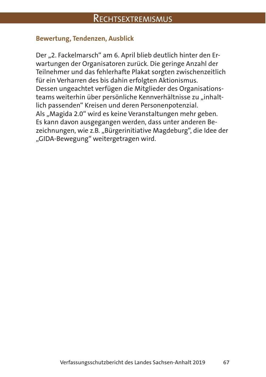 Seite 69 des Verfassungsschutzbericht 2019 Sachsen-Anhalt