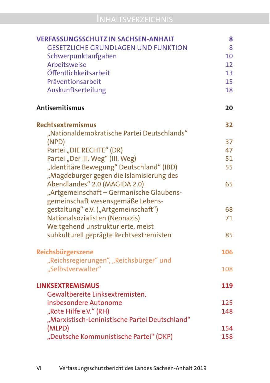 Seite 8 des Verfassungsschutzbericht 2019 Sachsen-Anhalt