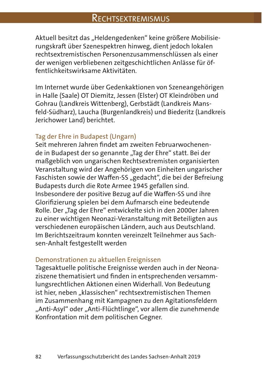 Seite 84 des Verfassungsschutzbericht 2019 Sachsen-Anhalt