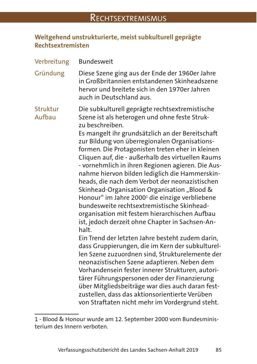 Seite 87 des Verfassungsschutzbericht 2019 Sachsen-Anhalt