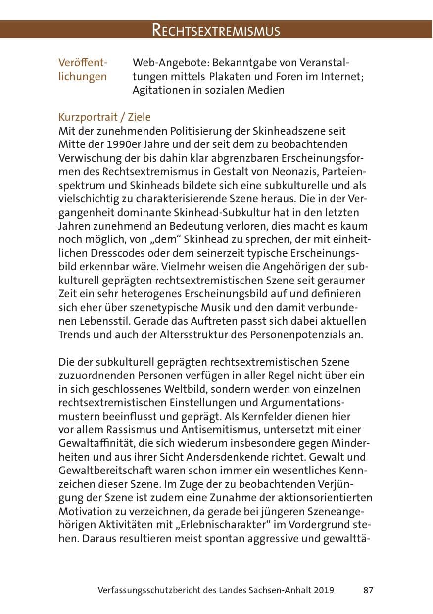 Seite 89 des Verfassungsschutzbericht 2019 Sachsen-Anhalt
