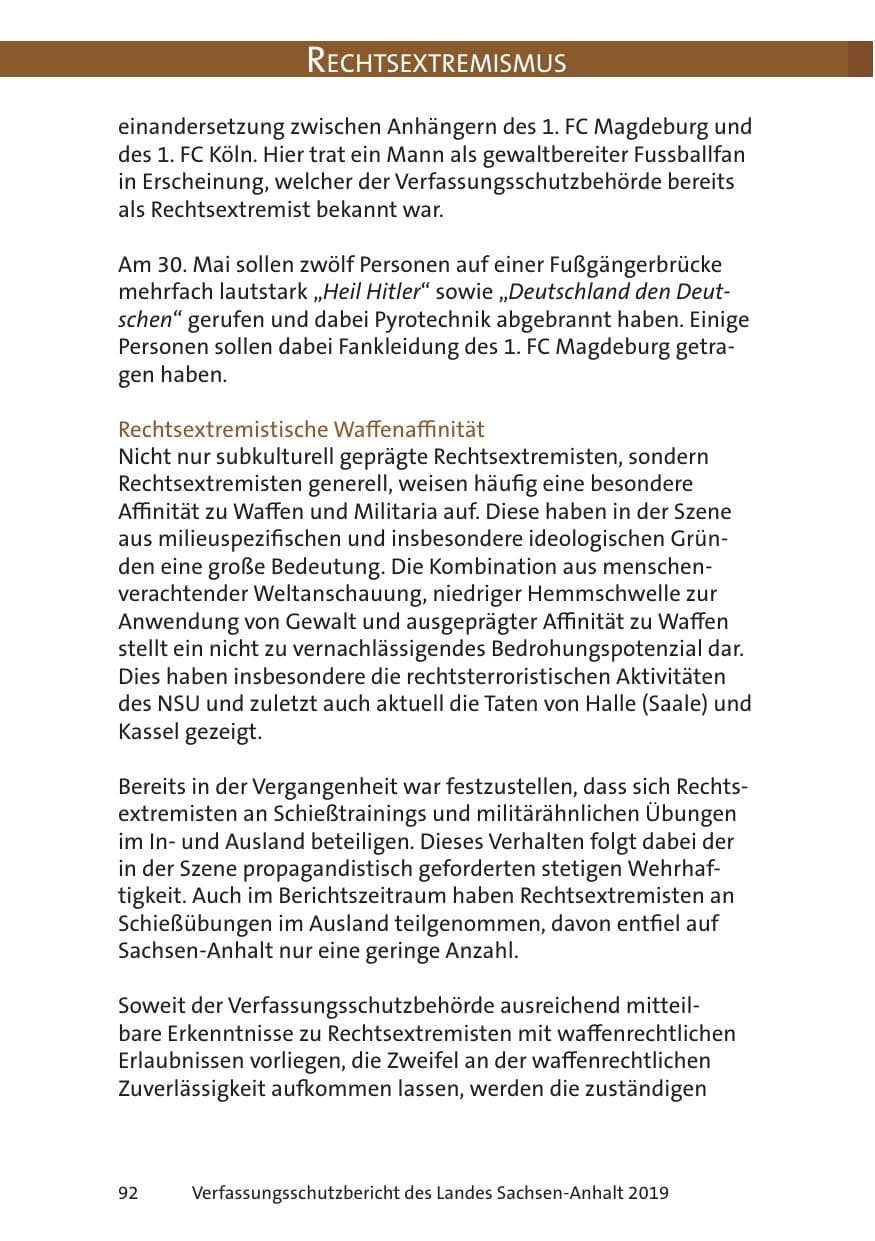 Seite 94 des Verfassungsschutzbericht 2019 Sachsen-Anhalt