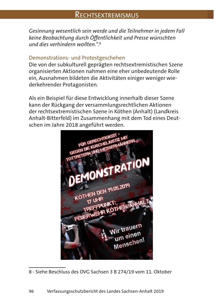 Seite 98 des Verfassungsschutzbericht 2019 Sachsen-Anhalt