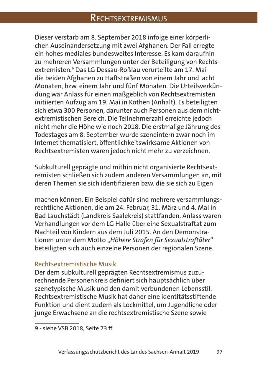 Seite 99 des Verfassungsschutzbericht 2019 Sachsen-Anhalt
