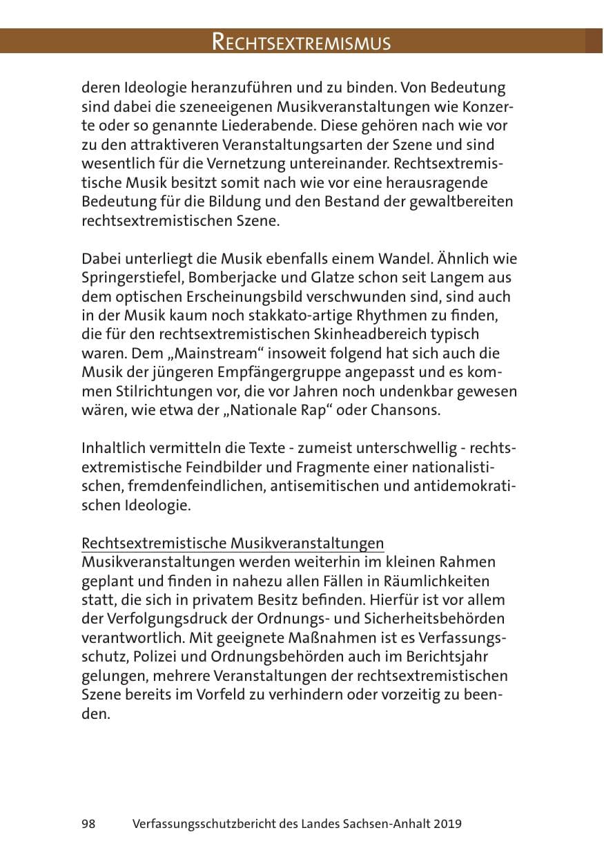 Seite 100 des Verfassungsschutzbericht 2019 Sachsen-Anhalt