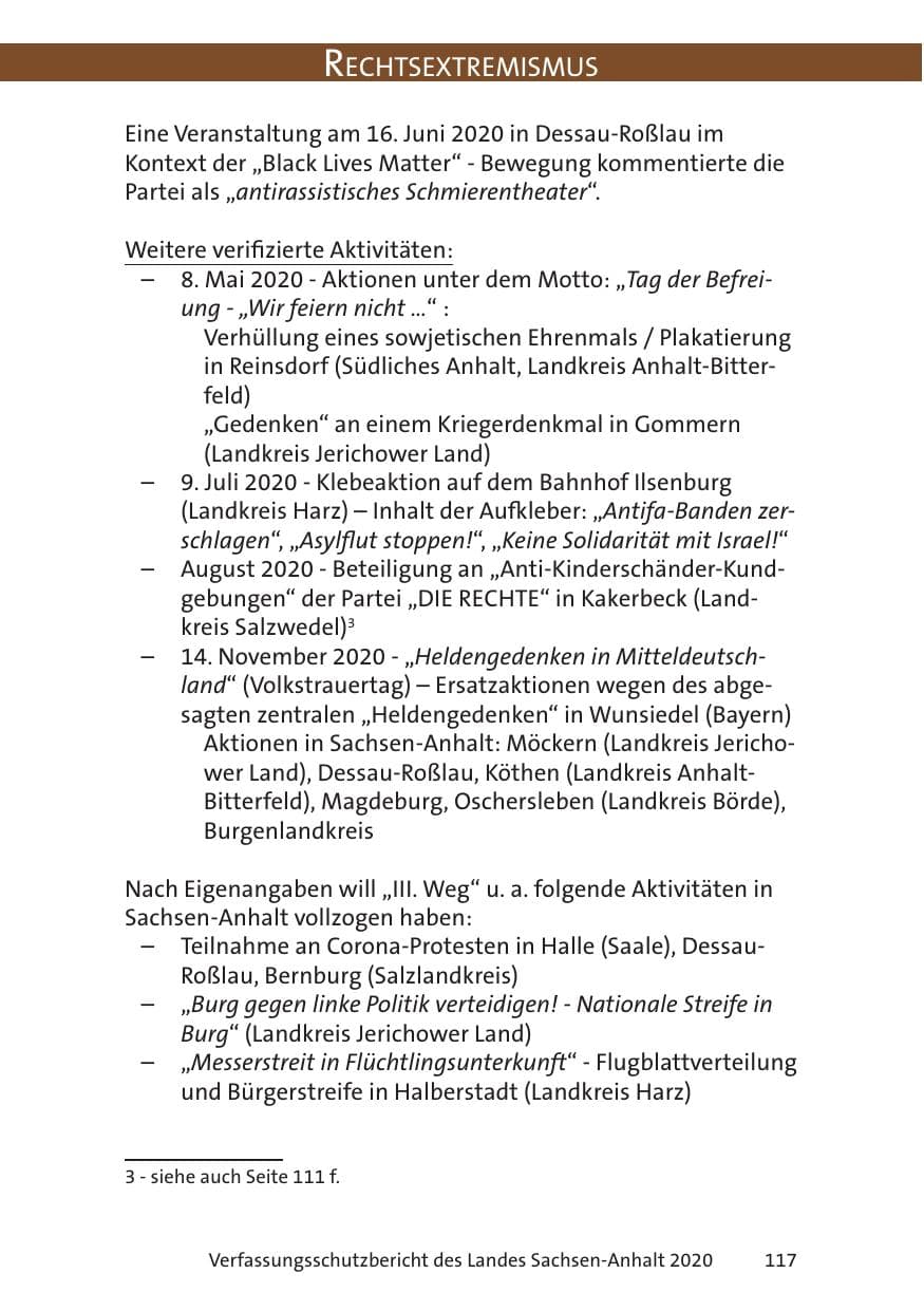 Seite 119 des Verfassungsschutzbericht 2020 Sachsen-Anhalt