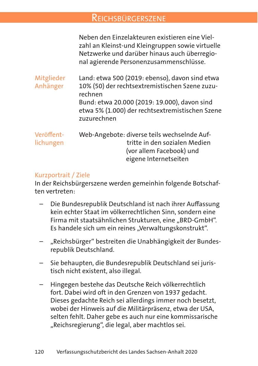 Seite 122 des Verfassungsschutzbericht 2020 Sachsen-Anhalt