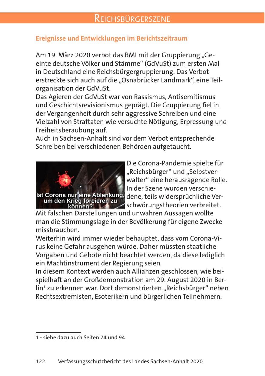 Seite 124 des Verfassungsschutzbericht 2020 Sachsen-Anhalt