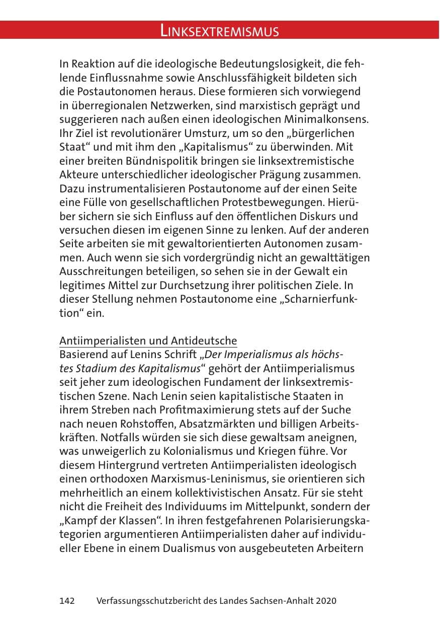Seite 144 des Verfassungsschutzbericht 2020 Sachsen-Anhalt