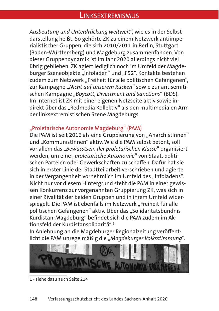 Seite 150 des Verfassungsschutzbericht 2020 Sachsen-Anhalt