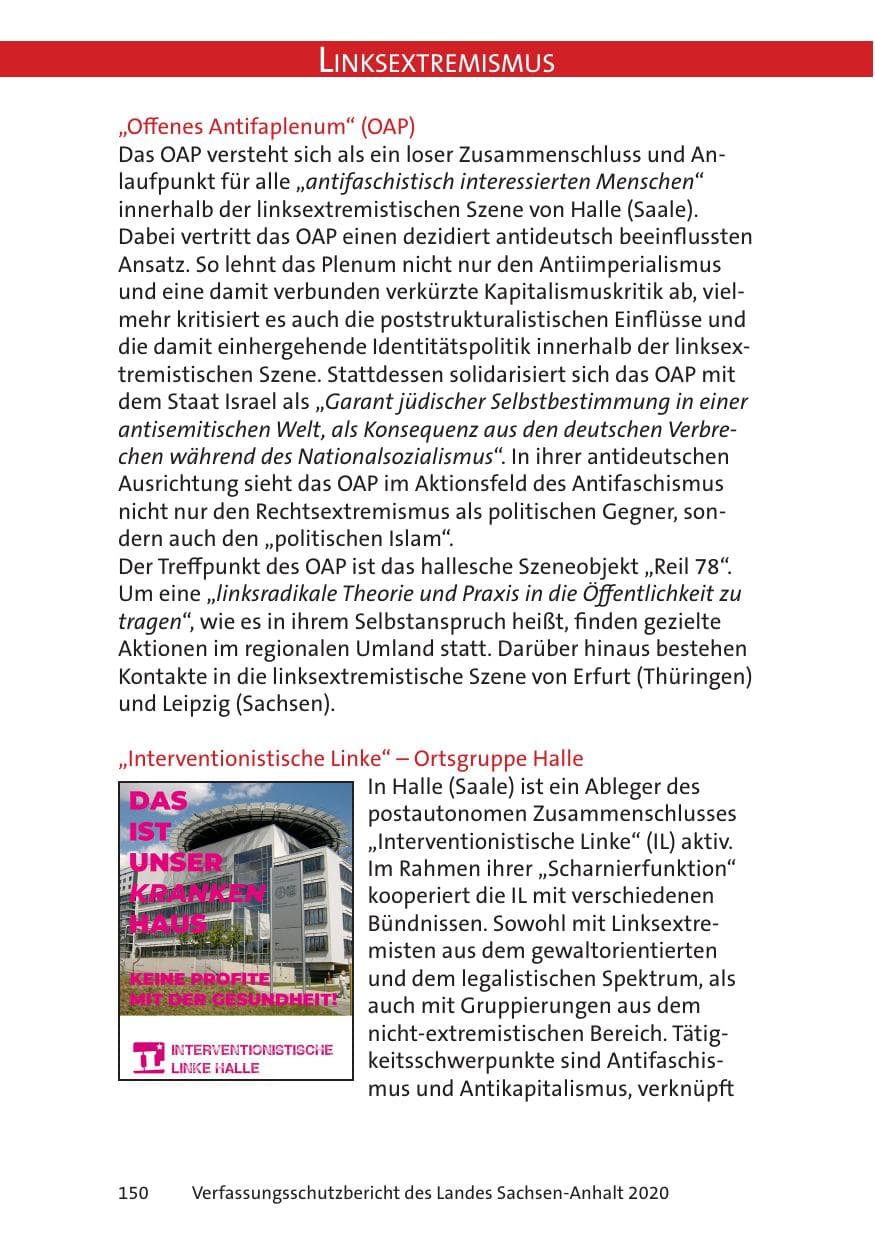 Seite 152 des Verfassungsschutzbericht 2020 Sachsen-Anhalt