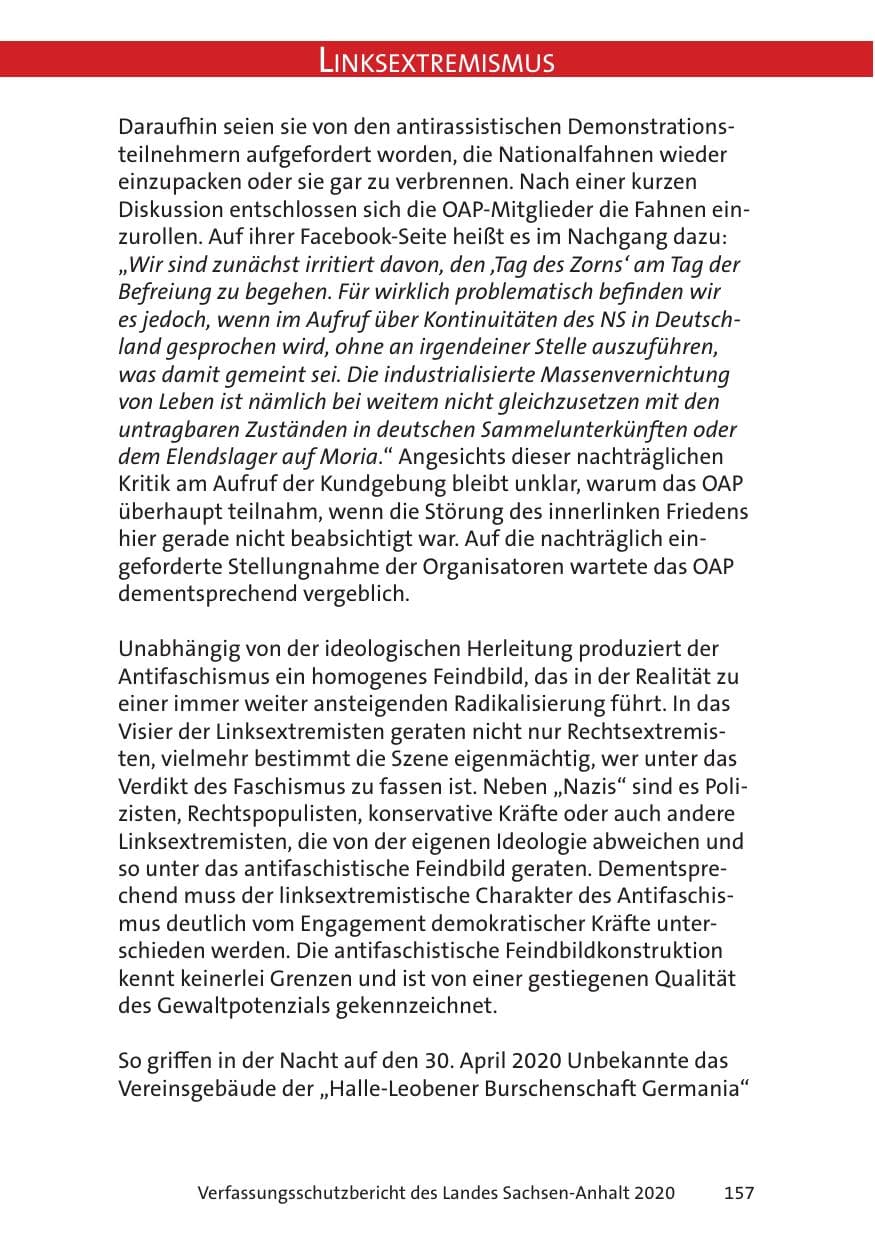 Seite 159 des Verfassungsschutzbericht 2020 Sachsen-Anhalt