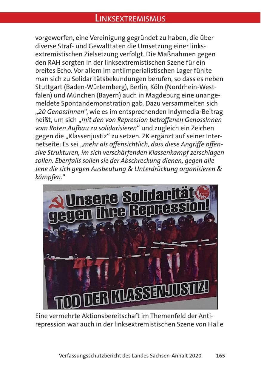 Seite 167 des Verfassungsschutzbericht 2020 Sachsen-Anhalt