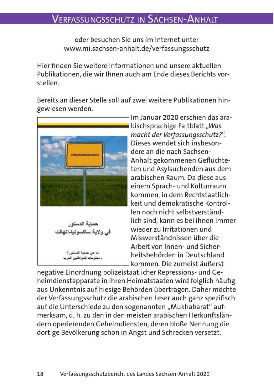 Seite 20 des Verfassungsschutzbericht 2020 Sachsen-Anhalt