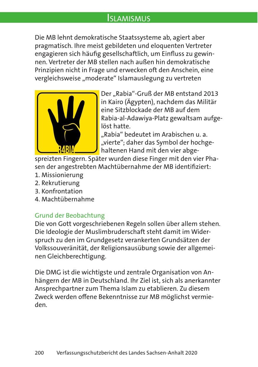 Seite 202 des Verfassungsschutzbericht 2020 Sachsen-Anhalt