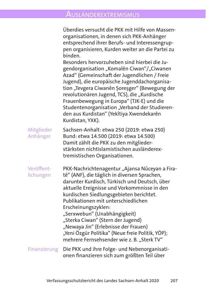 Seite 209 des Verfassungsschutzbericht 2020 Sachsen-Anhalt