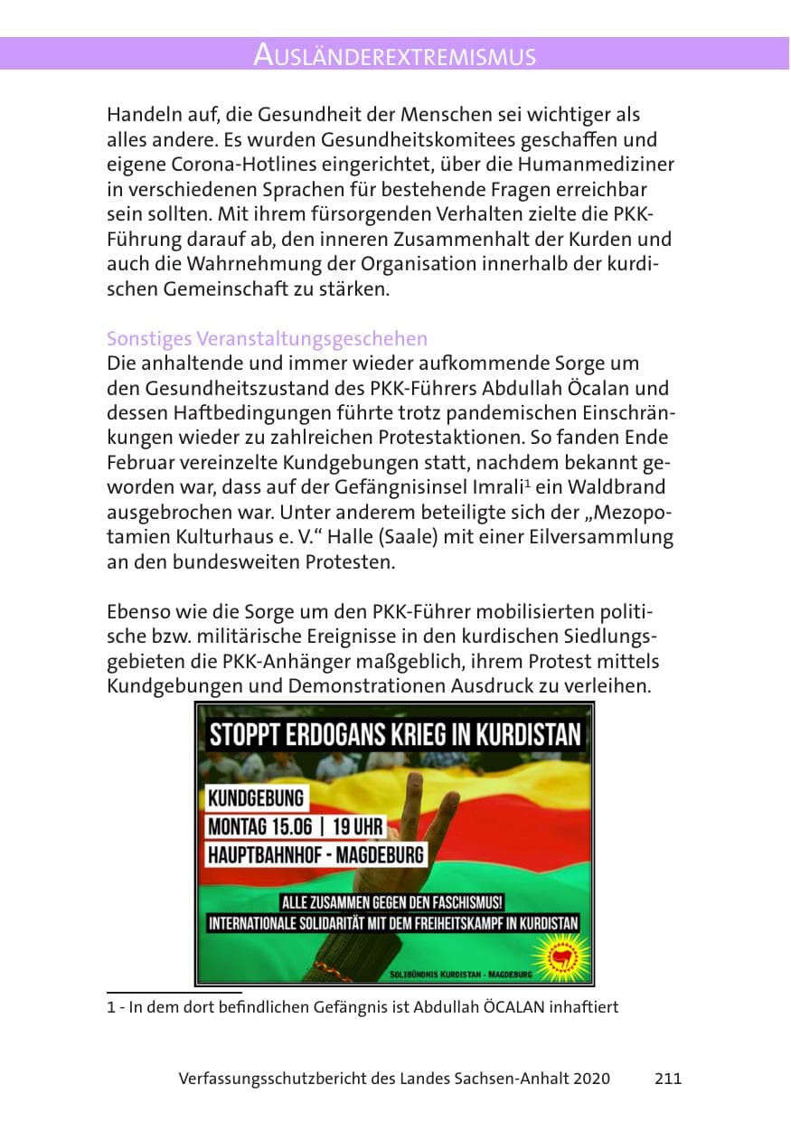 Seite 213 des Verfassungsschutzbericht 2020 Sachsen-Anhalt