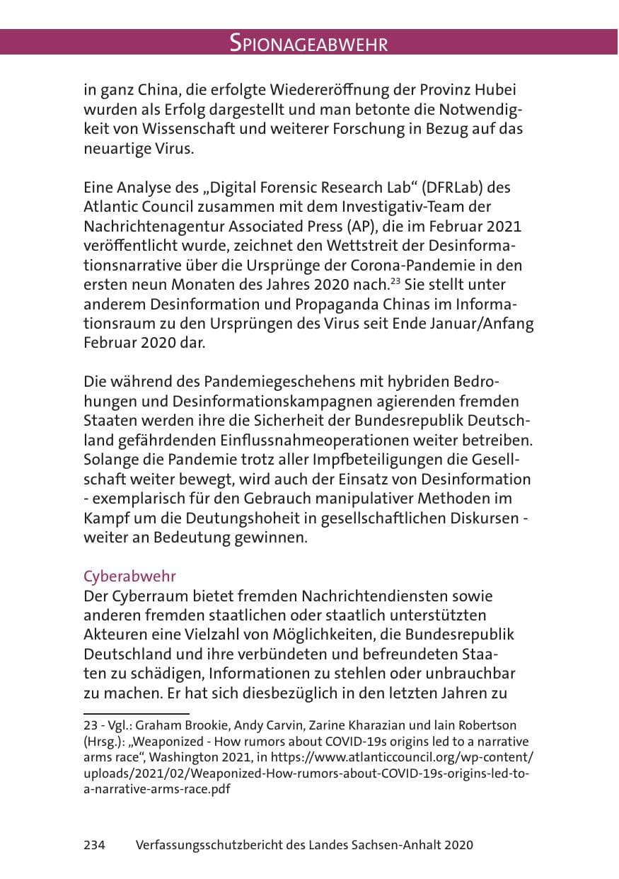Seite 236 des Verfassungsschutzbericht 2020 Sachsen-Anhalt