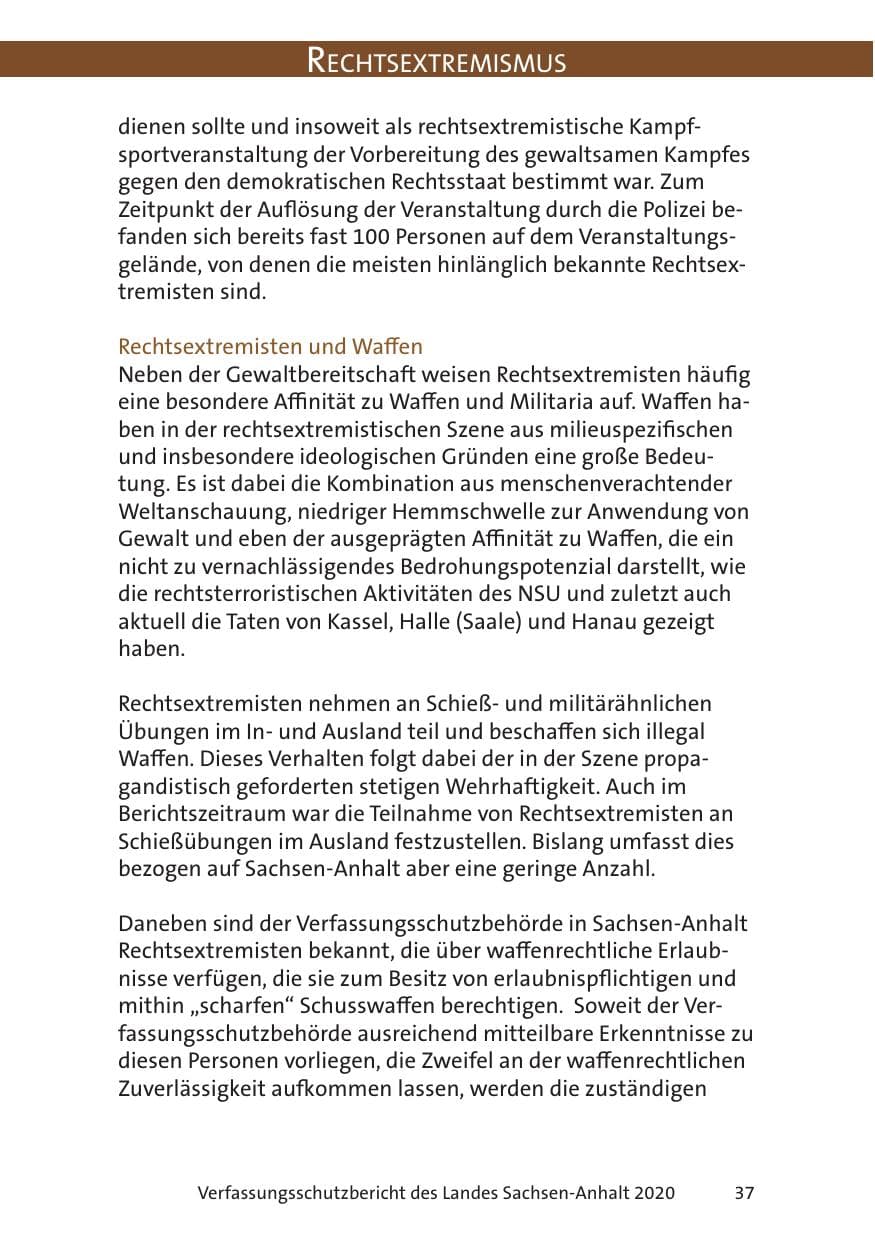 Seite 39 des Verfassungsschutzbericht 2020 Sachsen-Anhalt