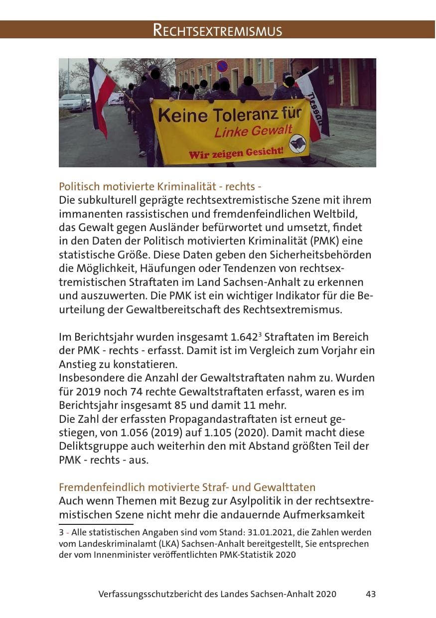 Seite 45 des Verfassungsschutzbericht 2020 Sachsen-Anhalt