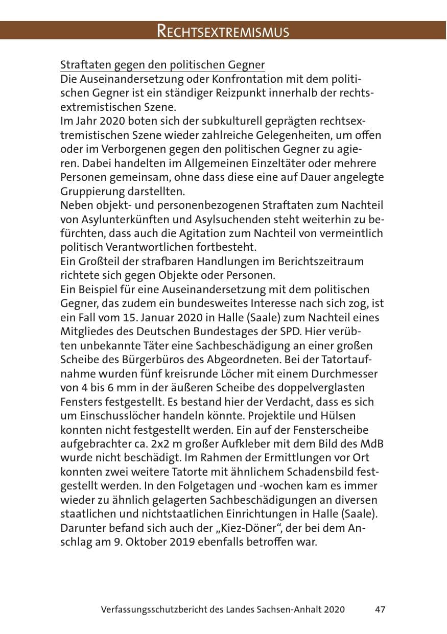 Seite 49 des Verfassungsschutzbericht 2020 Sachsen-Anhalt
