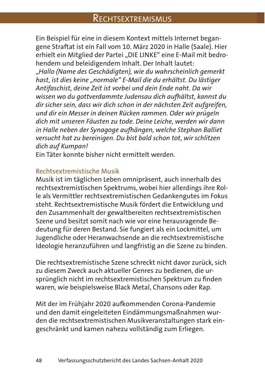 Seite 50 des Verfassungsschutzbericht 2020 Sachsen-Anhalt