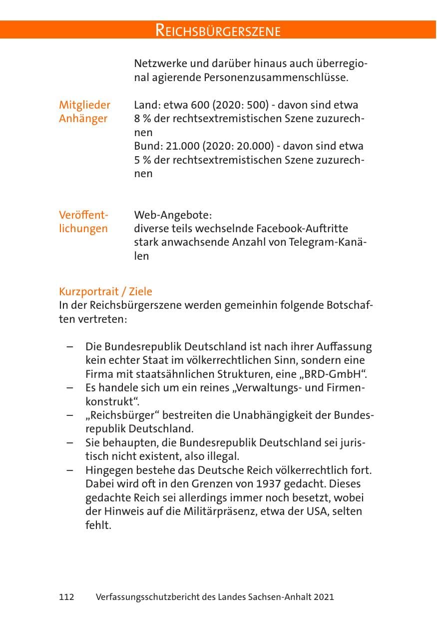 Seite 114 des Verfassungsschutzbericht 2021 Sachsen-Anhalt