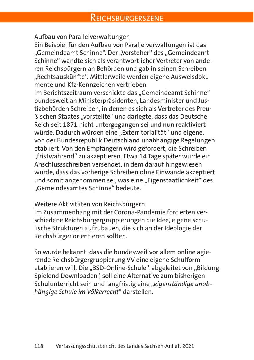 Seite 120 des Verfassungsschutzbericht 2021 Sachsen-Anhalt